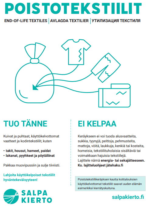 Poistotekstiilien kierrätysohjeet